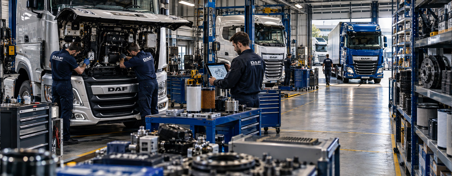 Supporto Dierre per flotte e officine con camion DAF, tecnici specializzati e ricambi per veicoli industriali