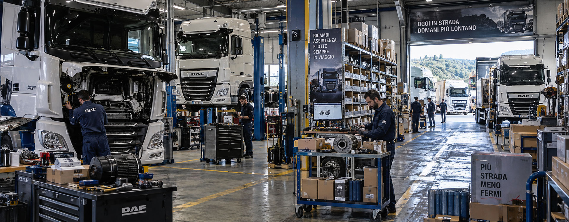 Fornitura ricambi DAF XF per flotte e officine con assistenza e manutenzione mezzi pesanti