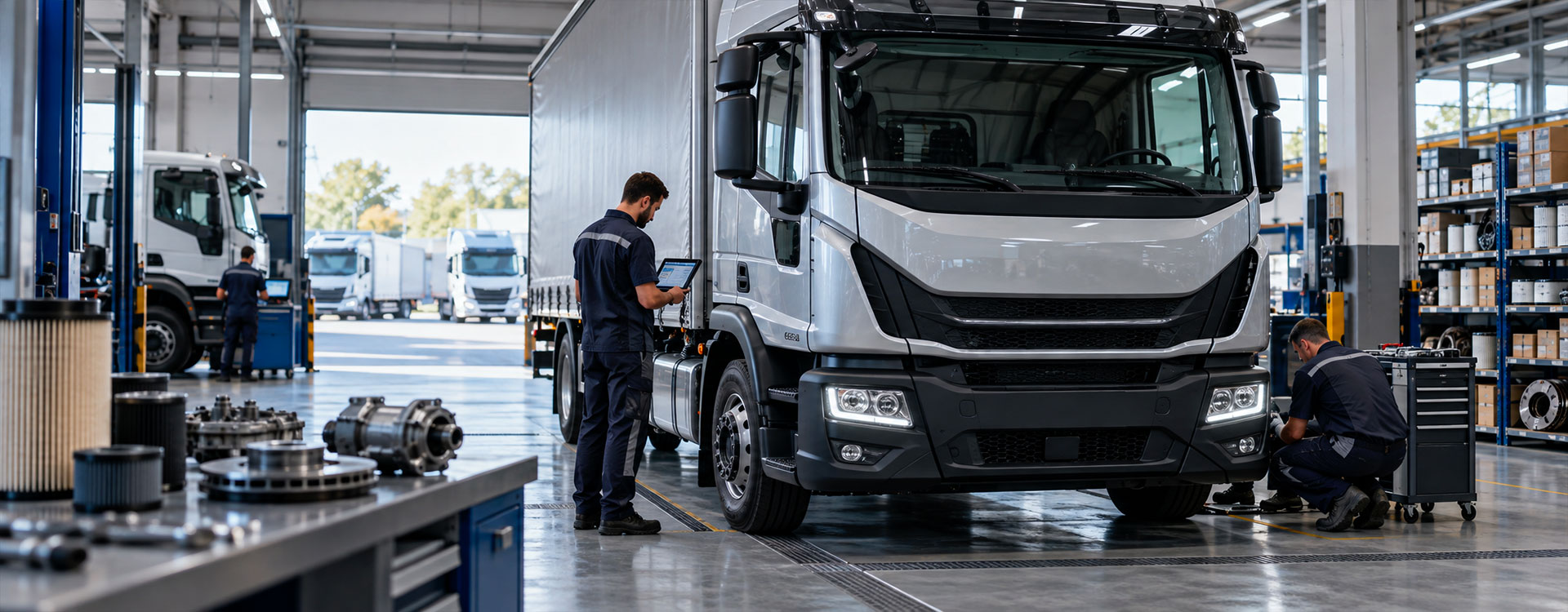 Iveco Eurocargo in officina durante un intervento di manutenzione