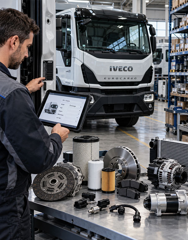 Tecnico ricerca ricambi per Iveco Eurocargo tramite numero di telaio VIN