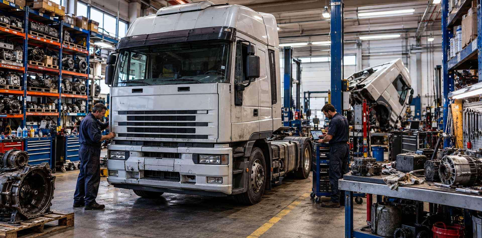 IVECO Eurostar in officina specializzata per la ricerca e sostituzione di ricambi per veicoli industriali