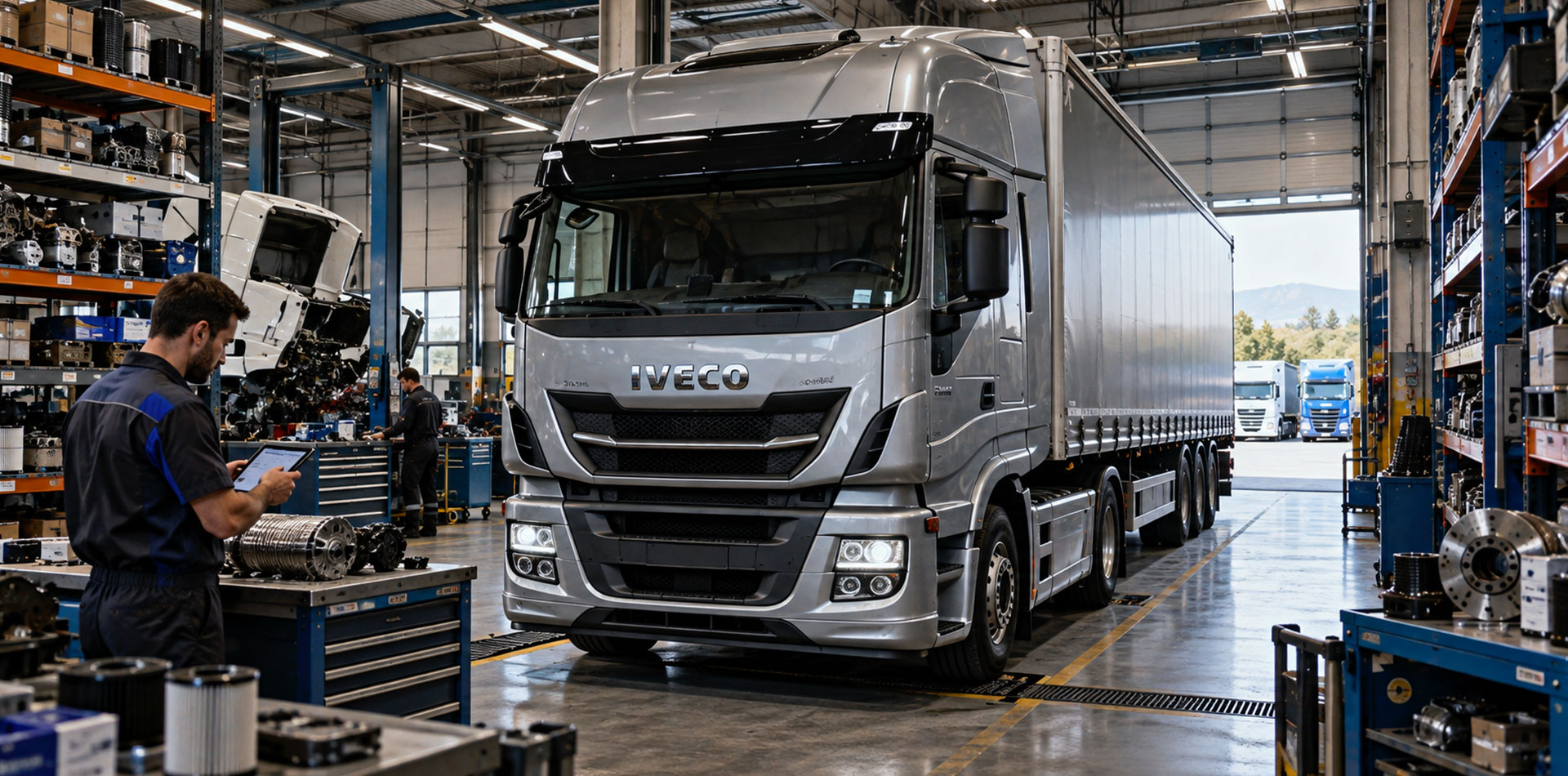 IVECO Stralis in centro assistenza professionale con ricambi truck e tecnico specializzato