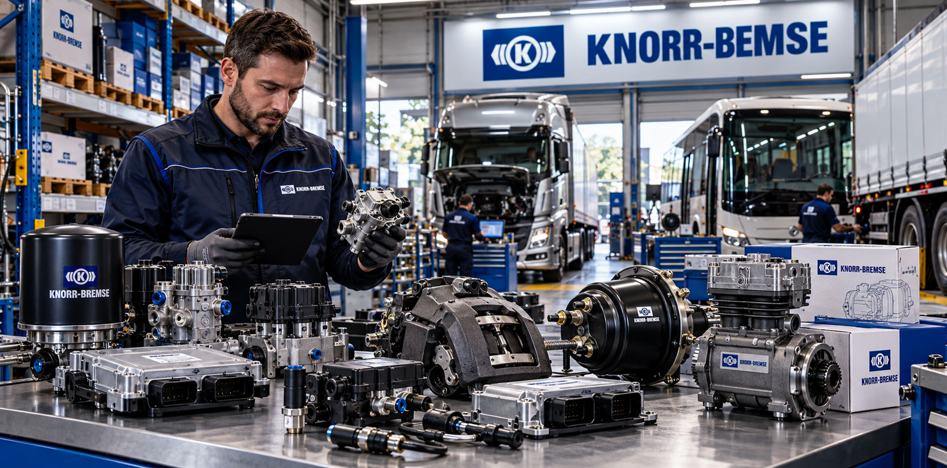 Ricambi Knorr-Bremse per sistemi frenanti pneumatici di camion, autobus e rimorchi in centro assistenza professionale